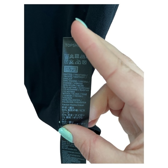 Topshop lightweight sweater sheer sleeves sweetheart neckline black size 6 - Picture 6 of 6